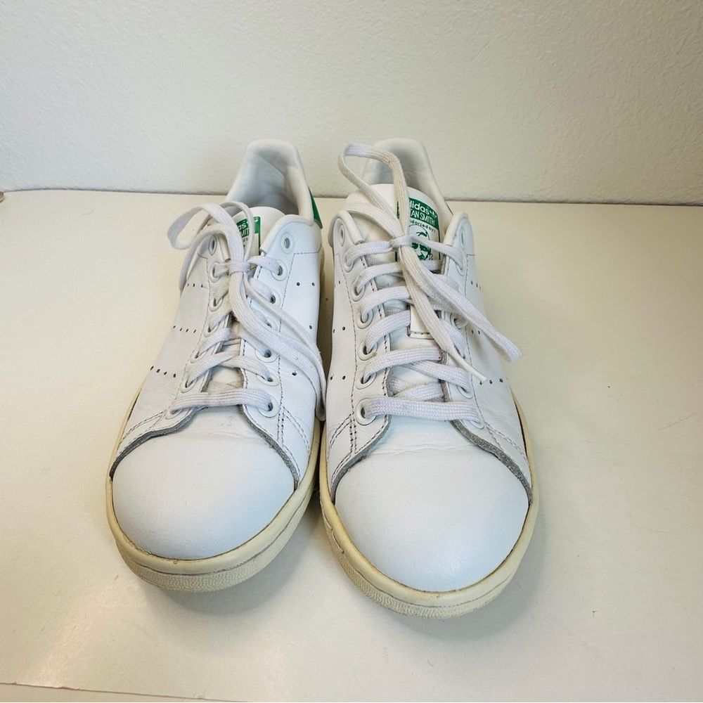 Adidas Stan Smith Orthalite White Green Leather‎ Sneakers Women’s Size 5.5 - Picture 2 of 7